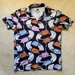 Duvin Polo Shirt Multicolor Toucans Birds All Over Print Golf Shirt Size Medium